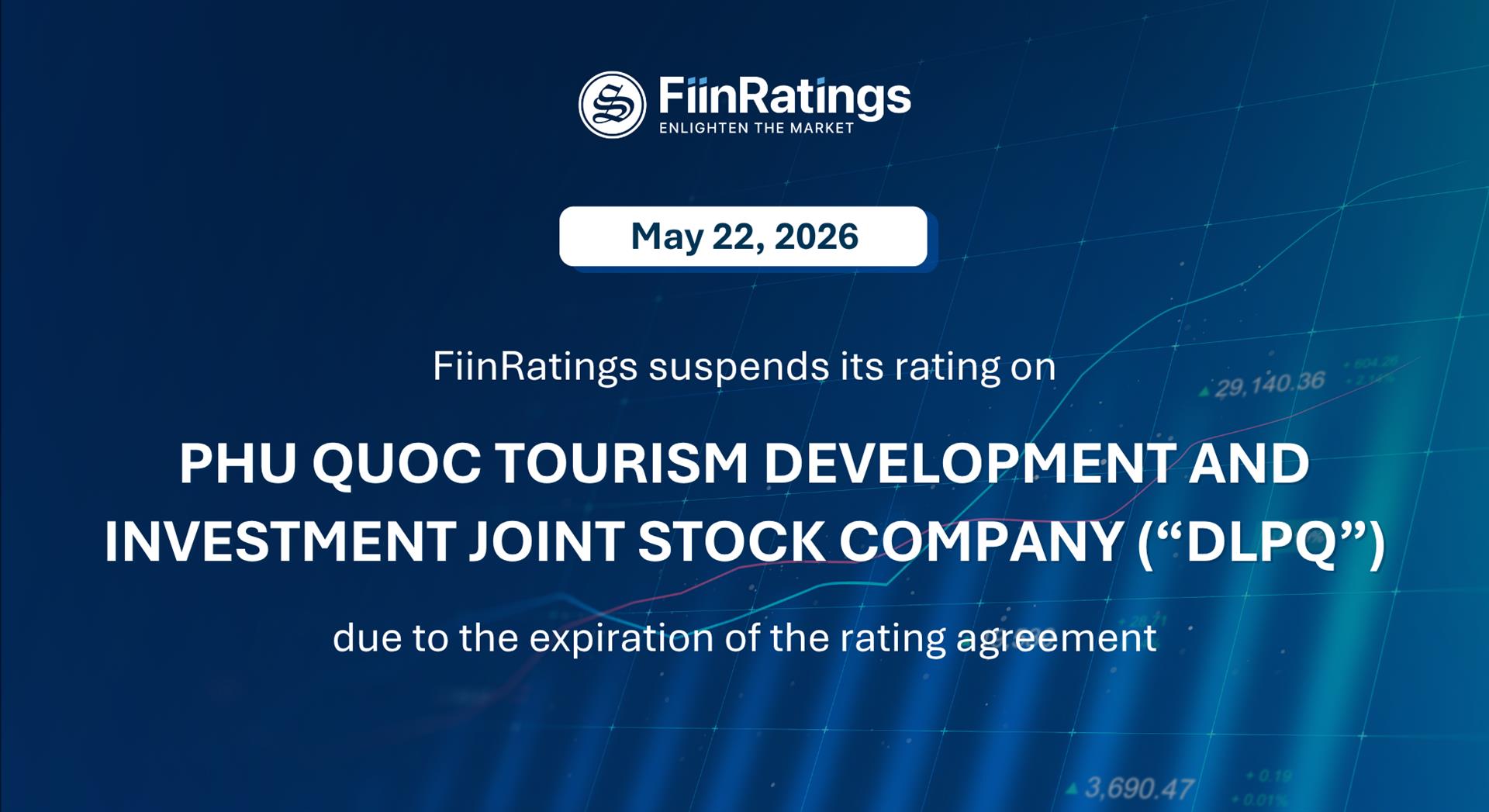 FiinRatings suspends its rating on Phu Quoc Tourism Development And Investment JSC (“DLPQ”) due to the termination of the rating agreement